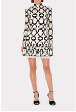 Willa Velvet Flock Lace Mock Neck Dress