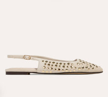 Bedford Flat in Bone Suede with Gold Studs