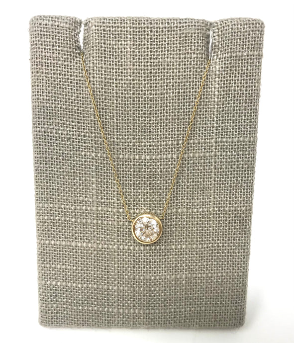 Diamond Bezel Solitaire Pendant Necklace