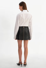 Serena Leather Basket Weave Mini Skirt