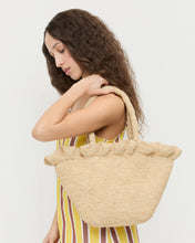 Cyrus Natural Ruffled Woven Tote