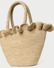 Cyrus Natural Ruffled Woven Tote