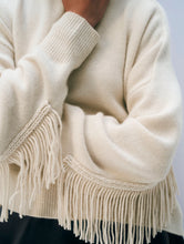 Cashmere Blend Luxe Fringe Crewneck
