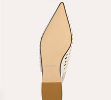 Bedford Flat in Bone Suede with Gold Studs