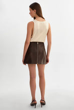Serena Leather Basket Weave Mini Skirt