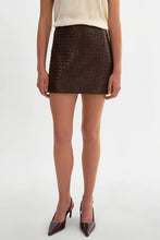 Serena Leather Basket Weave Mini Skirt