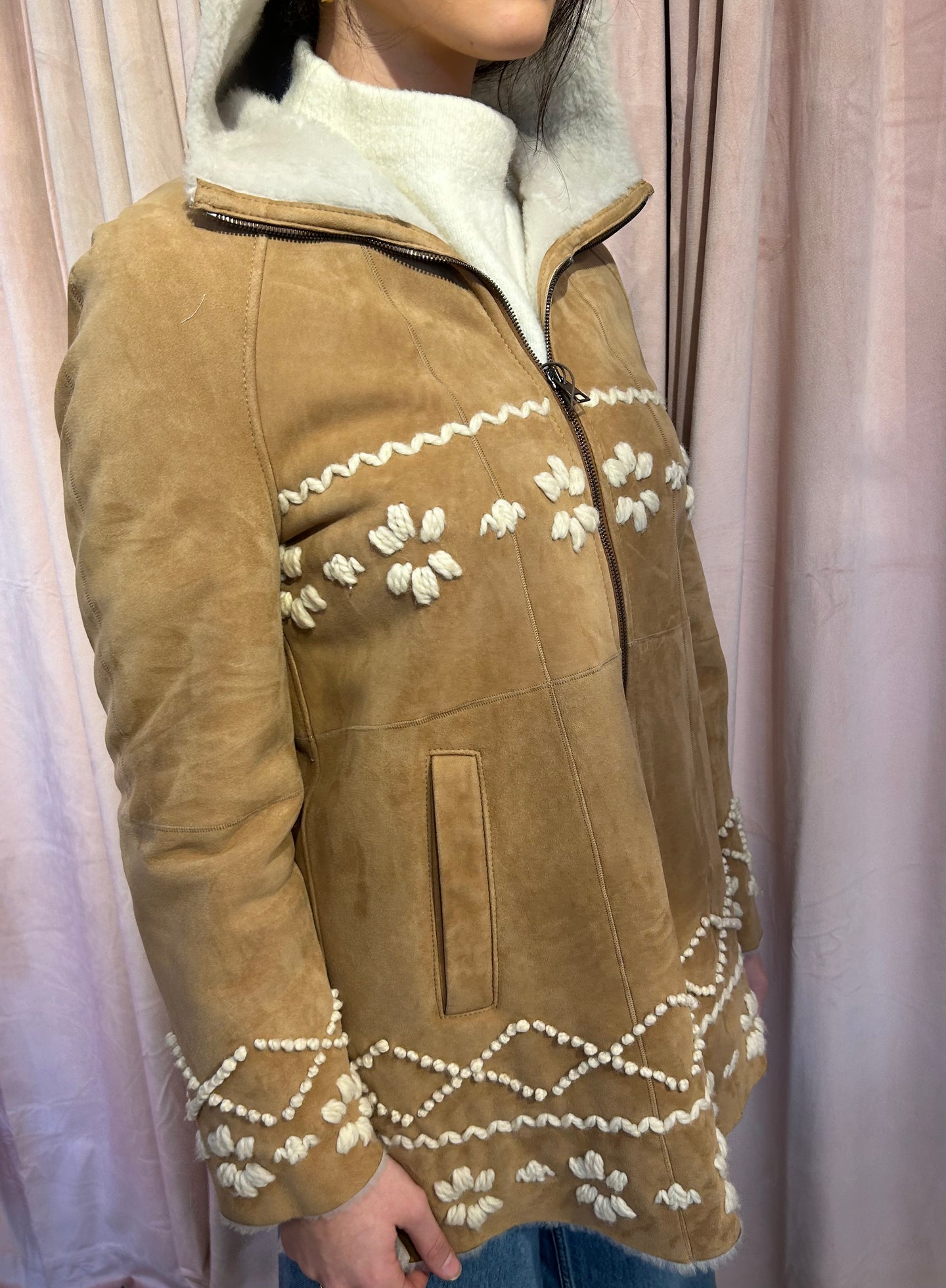 Embroidered Shearling Jacket