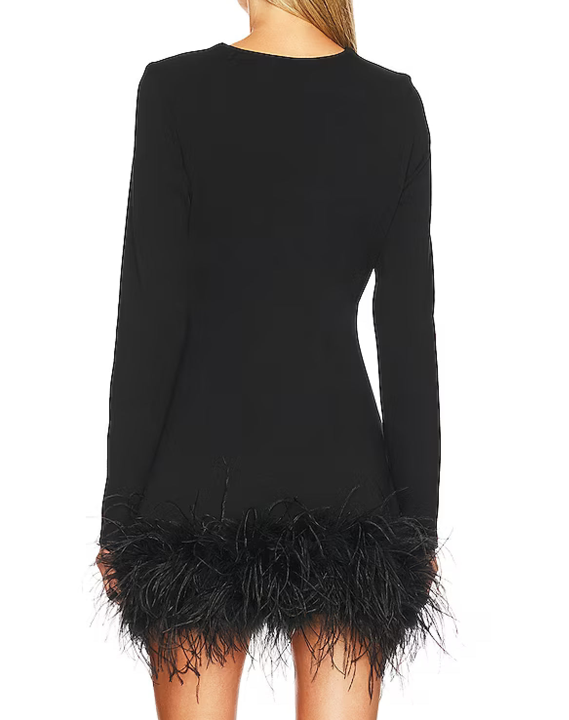 Mable Ostrich Feather Mini Dress S / Black