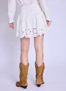 Jane Short White Embroidered Skirt
