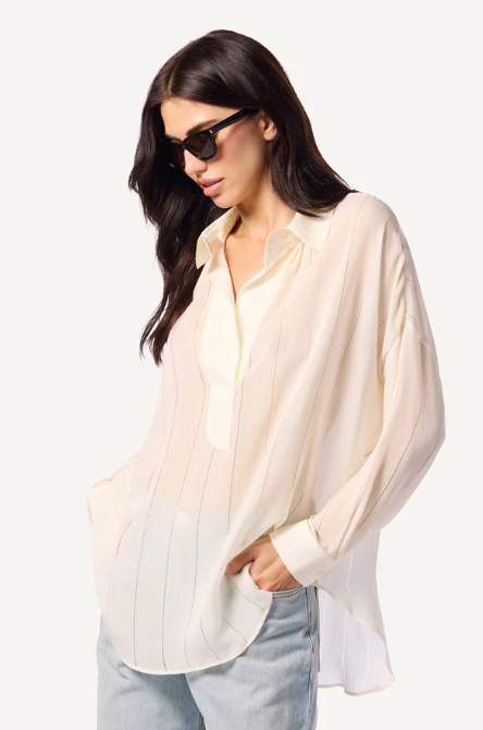 CALVI OVERSIZE COLLARED SILK TUNIC