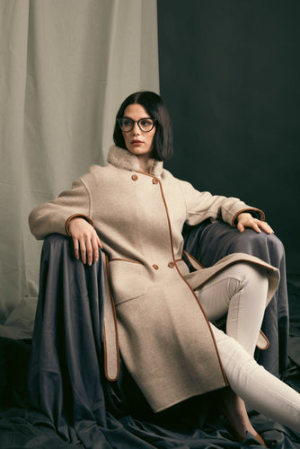 Knitted Coat w/ Fur Trim