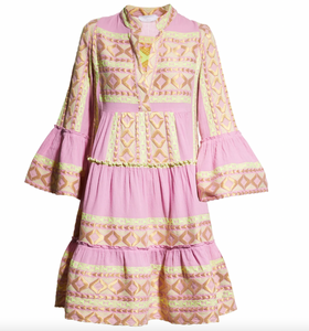 Embroidered Bell-Sleeve Dress