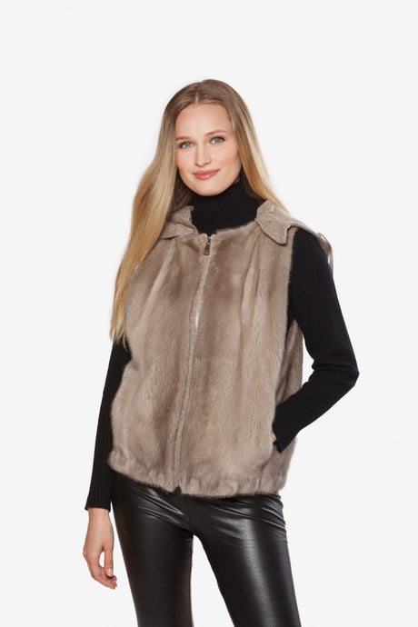 Hooded Mink Vest